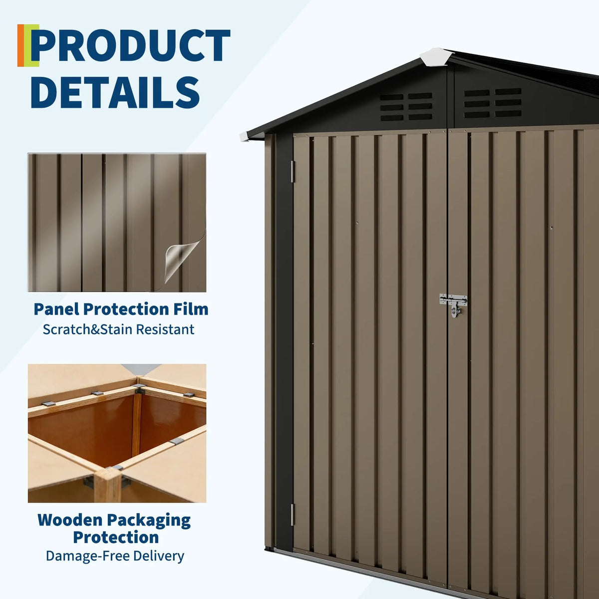 6x4FT Outdoor Metal Storage Shed, 130 Cu Ft Galvanized Steel Garden Tool Shed With Sloped Roof, Lockable Door, Window And Vent
