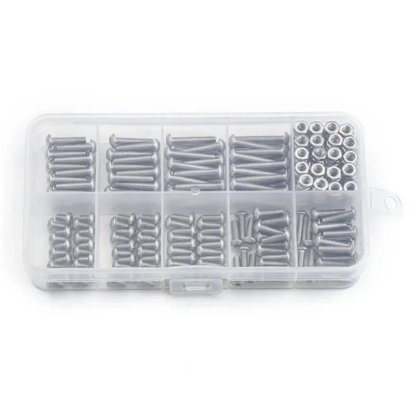 340PCS/SET M3 Stainless Steel Hex Socket Screws Nut Set With Box