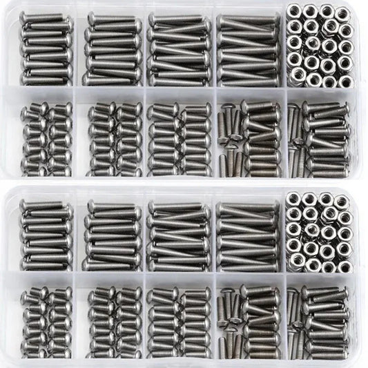 340PCS/SET M3 Stainless Steel Hex Socket Screws Nut Set With Box