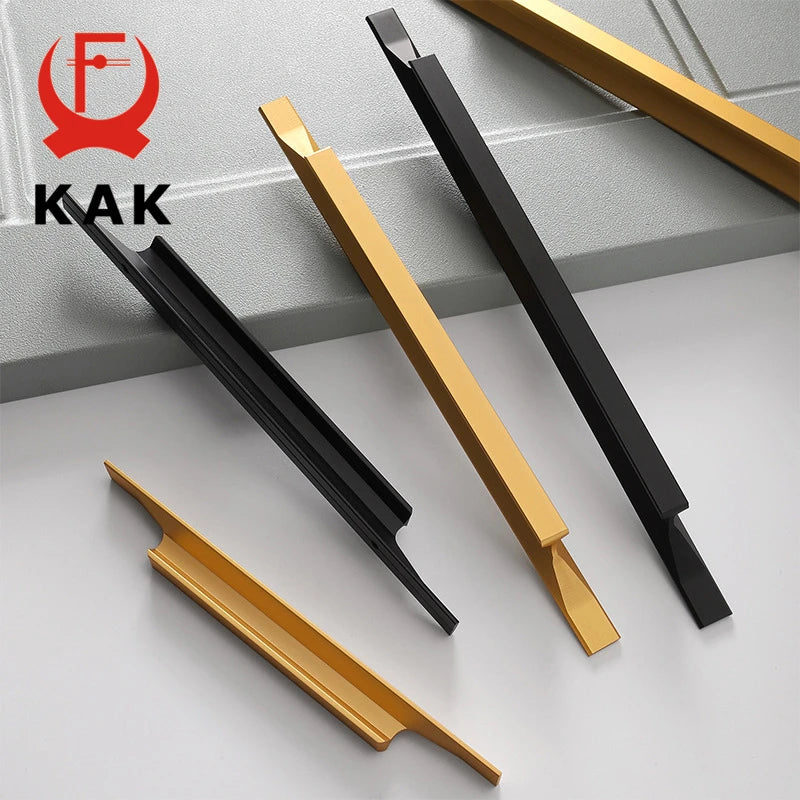 Gold Cabinet Handles Aluminum Alloy Black Kitchen Handles Cupboard Door Pulls Drawer Knobs Barn Door Handle Furniture Handle