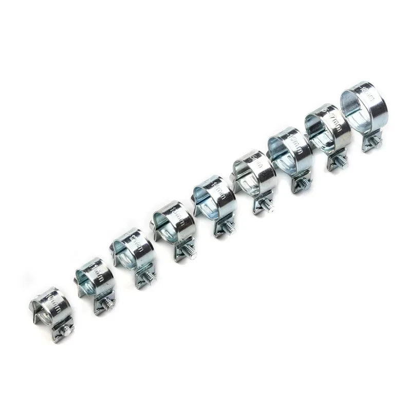 135/60Pcs Hose Clamp Double Ears Clamp 8-18mm Worm Drive Fuel Water Hose Pipe Clamps Clips Hose Fuel Clamps Assorted Kit