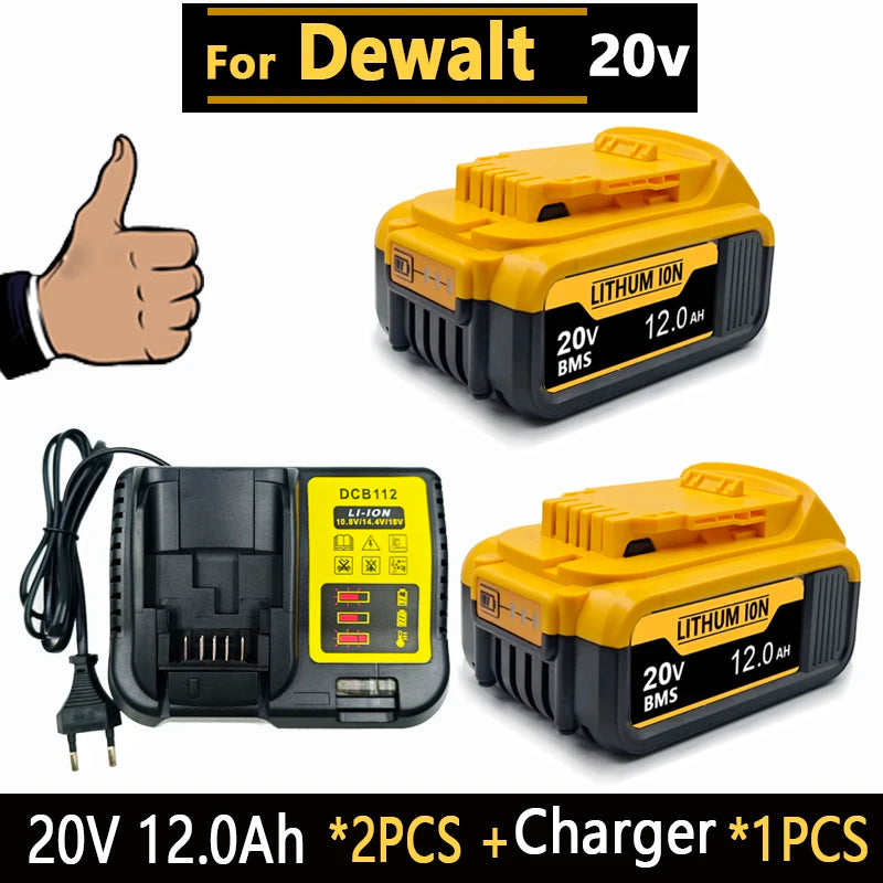 for Dewalt 20V Battery, 3AH 6AH 8AH 12AH Lithium Ion Battery, for Dewalt DCB200 DCB206 DCD805 Power Tool Replacement Battery