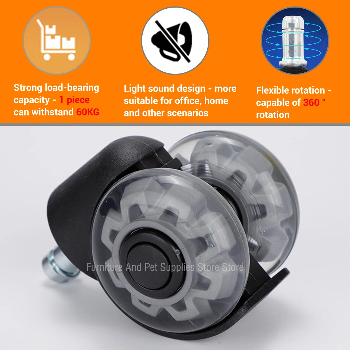 1-5PCS Universal Mute Wheel Office Chair Caster Swivel Rubber Soft Safe Rollers Furniture Hardware Chair Wheels for Desk Office