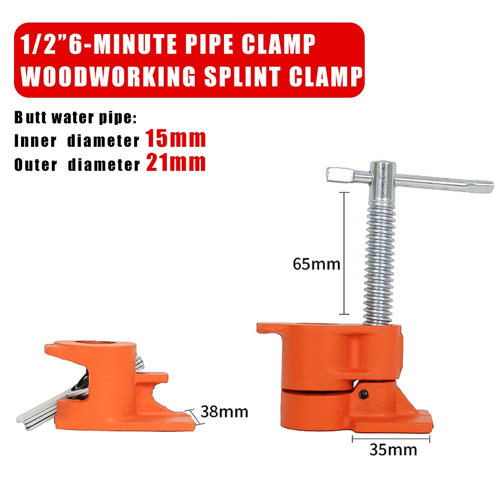 1/2" 3/4" Heavy Duty Pipe Clamp Wood Gluing Pipe Clamp Set Woodworking Board Conntacting Fixture Carpenter Hand Tool