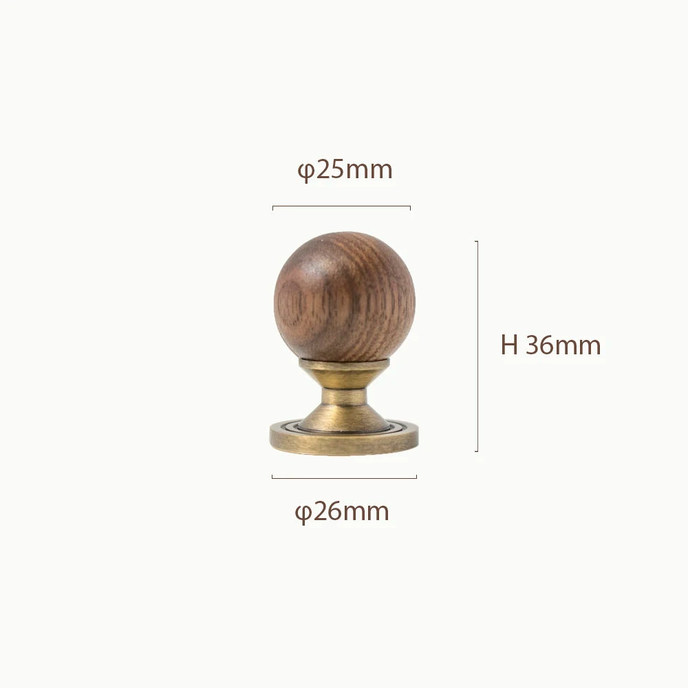 Bronze Brass + Walnut Wood  Cabinet Handle and Knob Drawer Knobs T Bar Bedroom Kitchen Cupboard Hardware / Drawer Handles