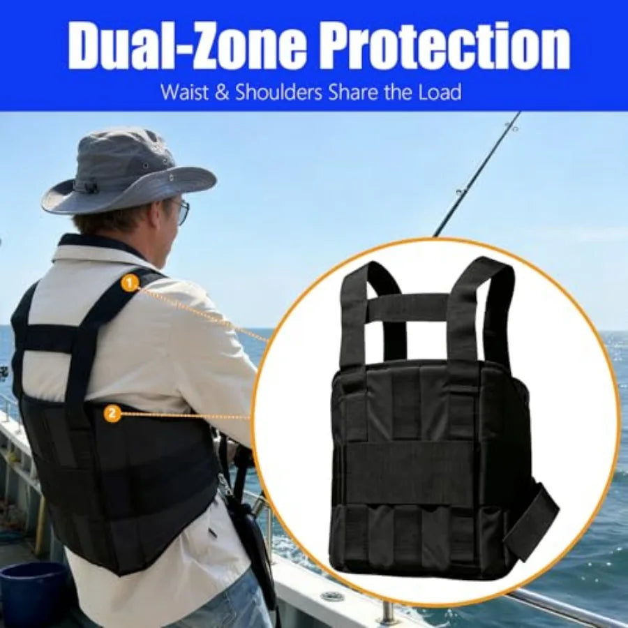 Fishing Belt and Shoulder Strap Harness Set, Enhanced Protection Shoulder Back Support System, with Rod Locking Buckle, Offshor