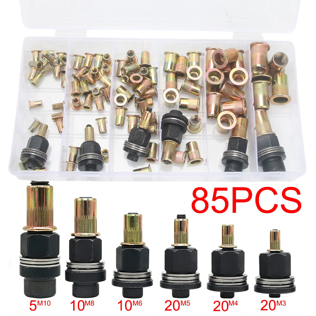 Rivet Nuts 150PCS Gun Mandrel Kit M3/M4/M5/M6/M8 or Nut Rivet Mandrels Repairtool Rivetgun Flatheadscrew Pop Nut Rivet Gun Set