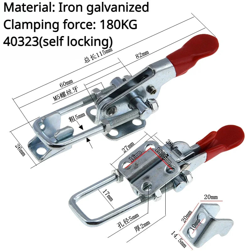 304 Stainless Steel / Iron galvanized Quick Fixture Adjustable Buckle Lock Clamp Box Buckle Horizontal Fixture Door Bolt Clamp