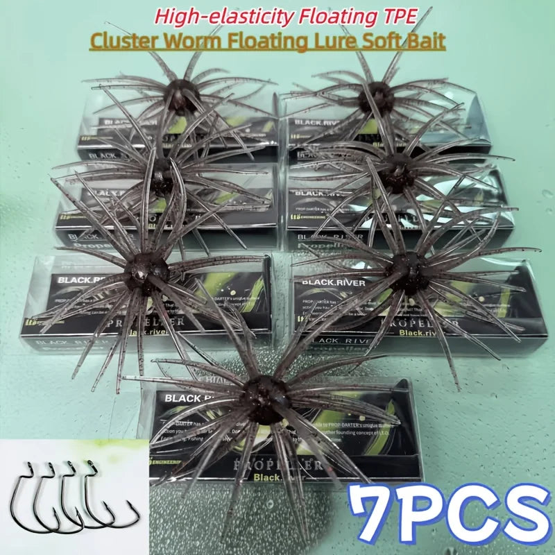 7Pcs 11cm/8.7g Sea Urchin Fishing Lures TPE Soft Bait Silicone Baits For Bream Sea Bass Mandarin Fishing Tilapia Trout