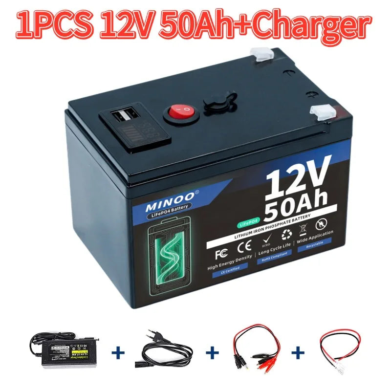 LiFePO4 12V 300AH 12V 200AH Battery Free Charger 12V Lithium Battery Built-In 300A BMS 6000+ Cycle For Solar RV Marine Energy