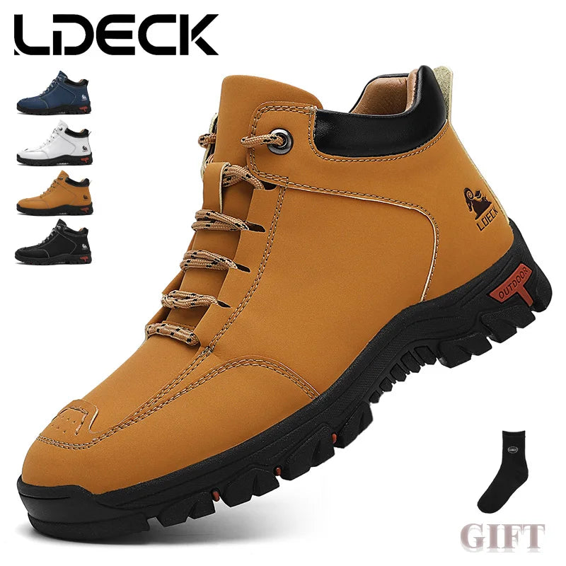 High-Top Men's Hiking Boots for Outdoor Driving Camping Picnic - Durable Comfortable Men's Mountain Climbing Shoes