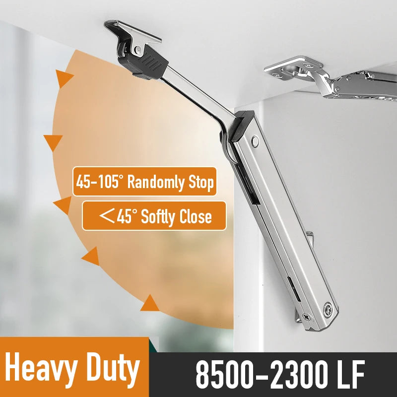 Heavy Duty Hydraulic Cabinet Hinge Randomly Stop Soft Closing Kitchen Hinges Adjustable Door Support Lift Up Door Hardware