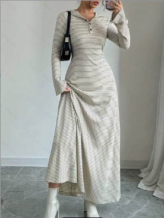Fashionable Elegant Autumn Winter Plaid Hooded Dress for Women Commute Workwear New Arrival