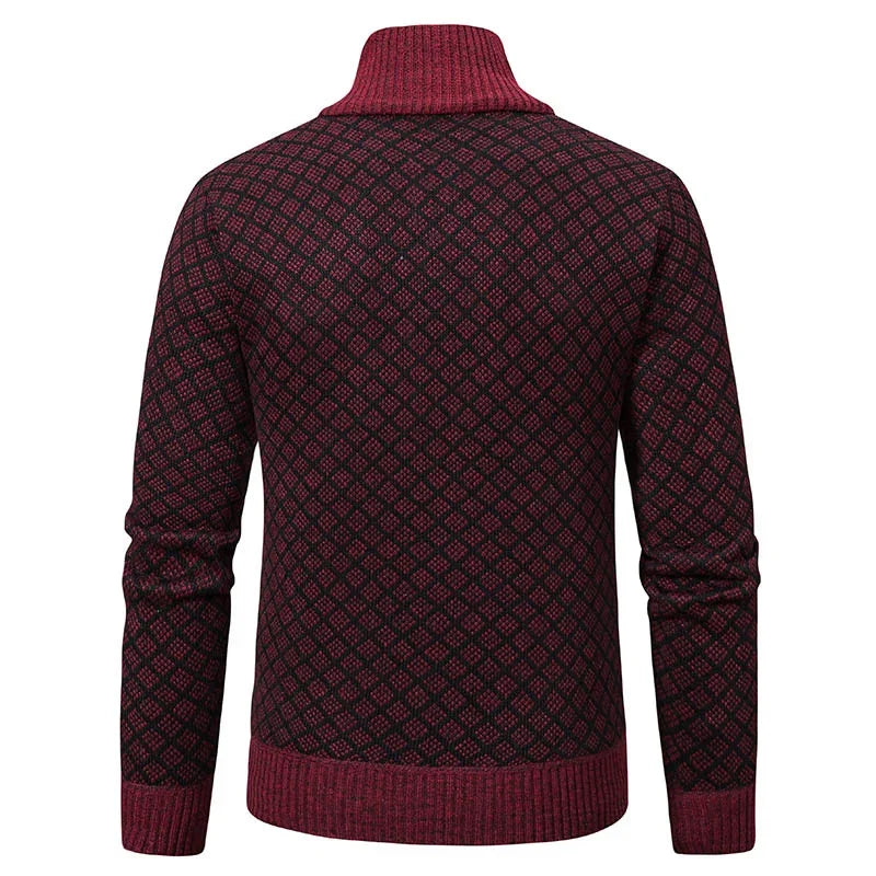 2026 Men's Casual High Collar Long Sleeve Knitted Top with Velvet Warmth for Autumn and Winter Fashion Multi Functional Jacket