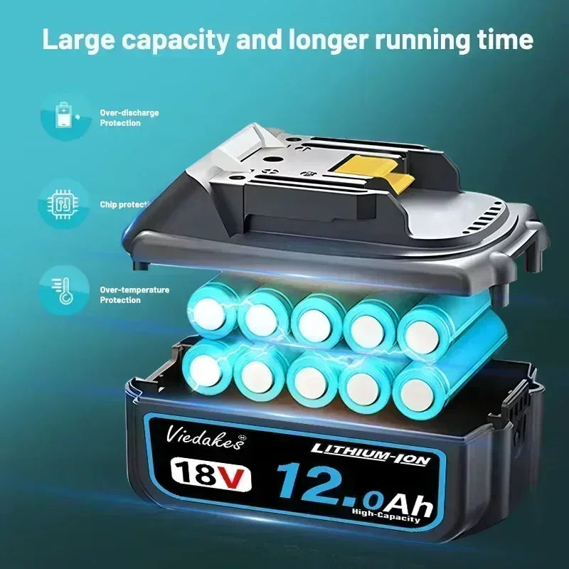 100% Original for Makita 18V 12Ah/10Ah/8Ah Battery for Makita Tool,DTD173、TW004G、DGA506 Rechargeable Replacement Lithium Battery