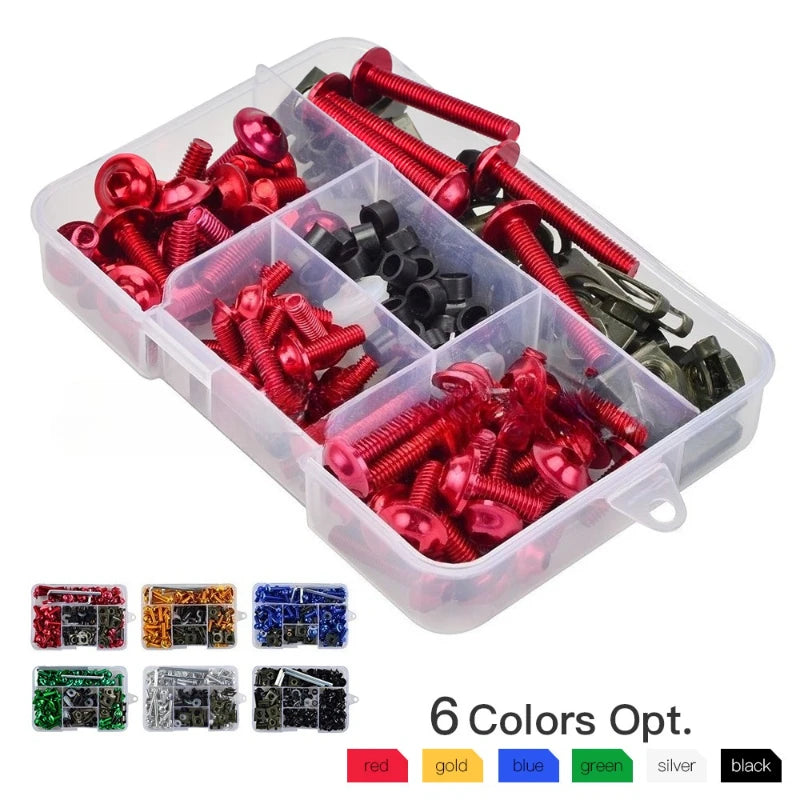 177pcs Aluminum Windscreen Screws Colorful Fasteners Screws Set Motorcycle Fairing Bolt Kit Motorcycle Modified Parts