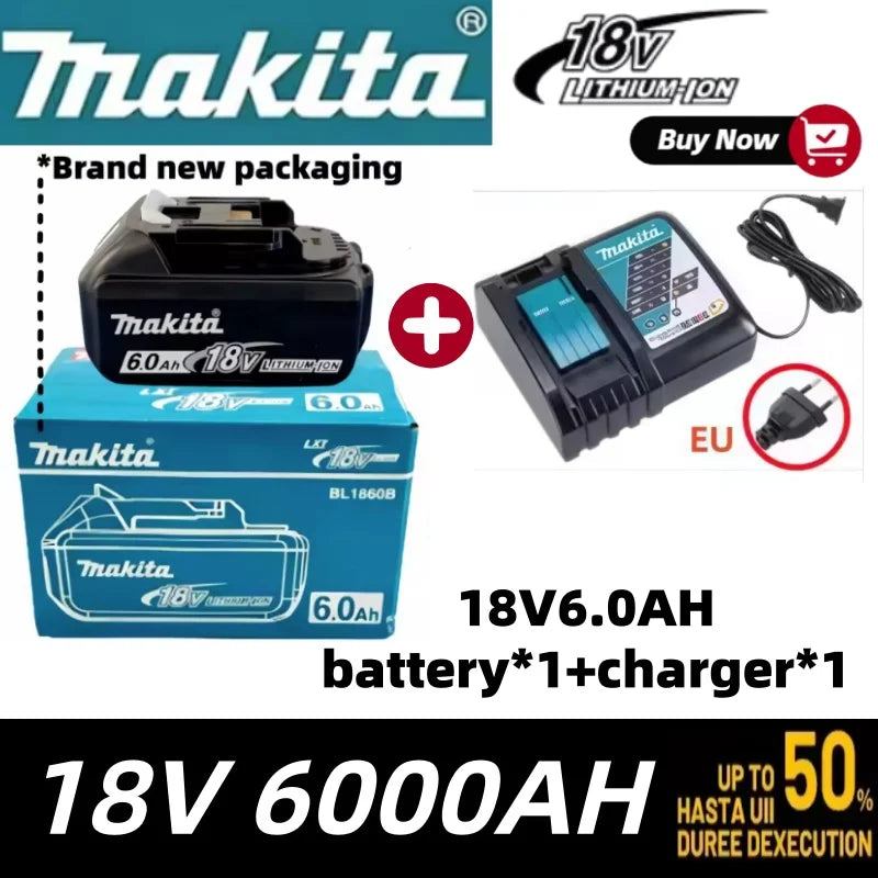 Genuine Makita 18V LXT 6.0Ah Li-ion Rechargeable Battery, Replacement for BL1840 BL1850 BL1860 Power Tool Battery