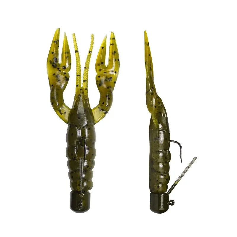 Rigged Finesse Craw - Green Pumpkin - 3in,1/4oz,Soft Baits,Fishing Lures