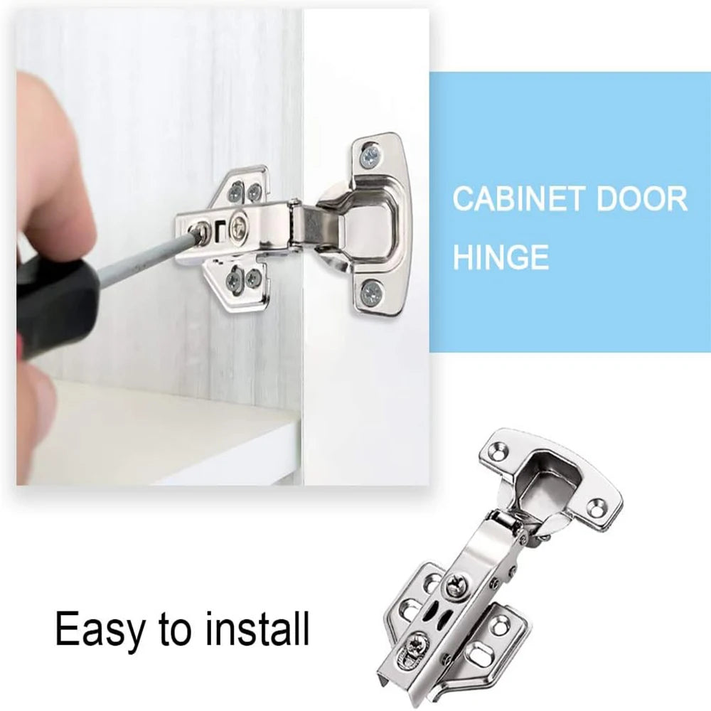2-20Pcs Stainless Steel Cabinet Door Hinges Hydraulic Damper Buffer Soft Close Quiet Wardrobe Door Concealed Hinges with Screws