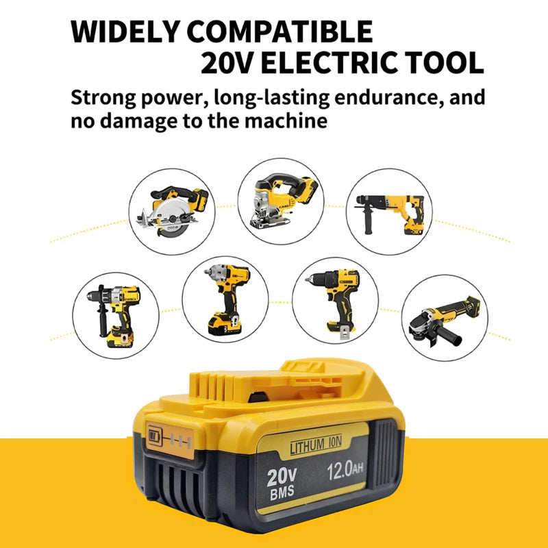 for Dewalt 20V Battery, 3AH 6AH 8AH 12AH Lithium Ion Battery, for Dewalt DCB200 DCB206 DCD805 Power Tool Replacement Battery