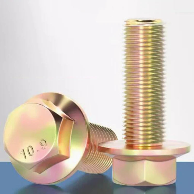 M10 M12 M14 M16 Grade 10.9 Color Zinc Plated  Fine Thread Hexagonal Flange Bolts Hex Head Screws Full Thread/Partial Thread