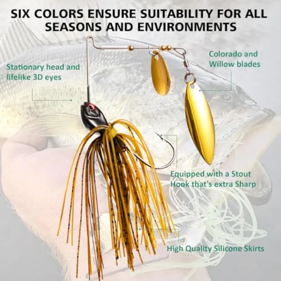 Fishing Lure Spinner baits for Freshwater and Saltwater, 2026 New Bass Trout Fishing Lures Also for Crappie Salmon Walleye Pike