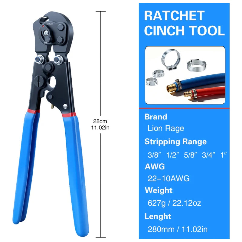 Automotive Ratchet CV Joint Clamp Pliers Air Water Hose Fixing Tool with Ratcheting Design for Crimping Stainless & 130pcs clamp