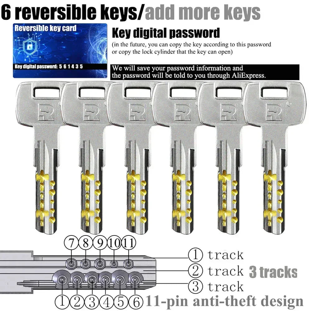 Double clutch lock cylinder, keys can be used at both ends of the lock cylinder at the same time.forgot to remove the key