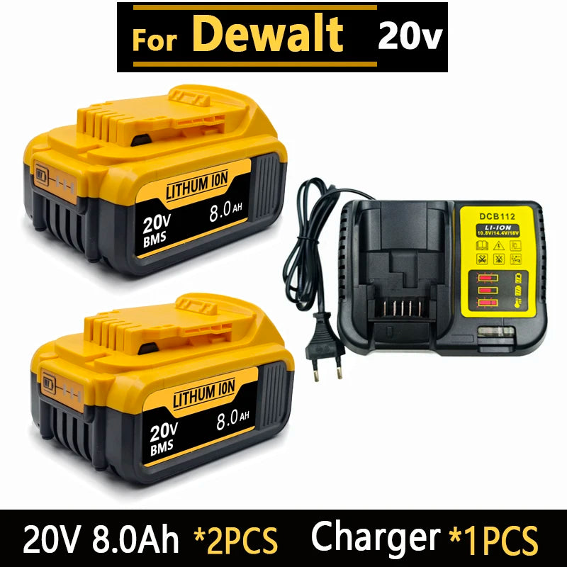 for Dewalt 20V Battery, 3AH 6AH 8AH 12AH Lithium Ion Battery, for Dewalt DCB200 DCB206 DCD805 Power Tool Replacement Battery