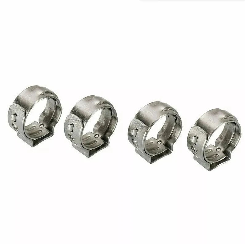 100pcs Single Ear Hose Clamps (5.3-15.3mm) 304 Stainless Steel O Fuel Pipe Clip Hose Set for Auto/Home Appliance/Pipe/Fuel Line