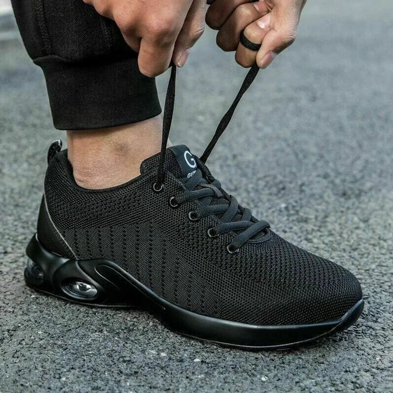 Industrial Steel Toe Safety Shoes Mens Lightweight Breathable Work Boots Anti-smash Puncture Resistant Construction Work Shoes