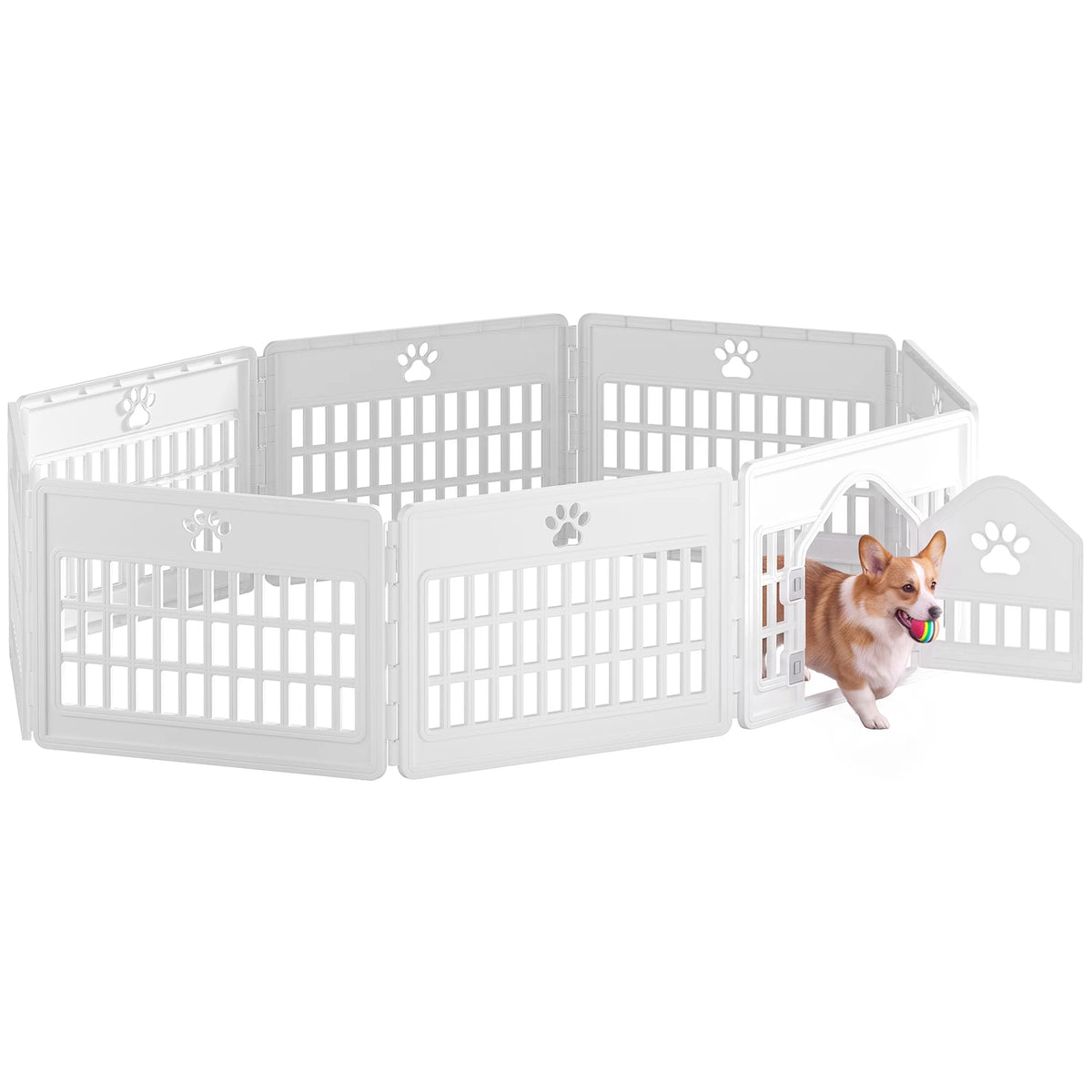 MCQ 24IN 4/6/8 Panel Injection Molded Dog Playpen Plastic Seamless Desig Expandable Durable Pet Fence for Medium Dogs Indoor Outdoor Folding Portable Puppy Playpen