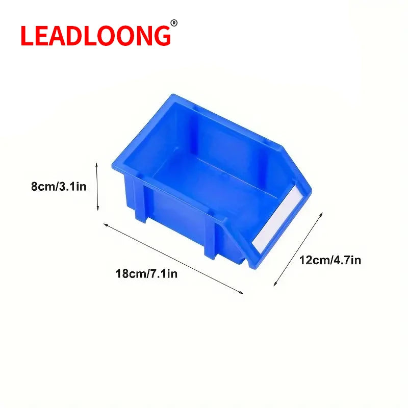 LEADLOONG X1 8pcs 180*120*80MM/7X4.7*3.1inch Garage Storage Box Plastic Stackable Storage Bins Parts Storage Organizer