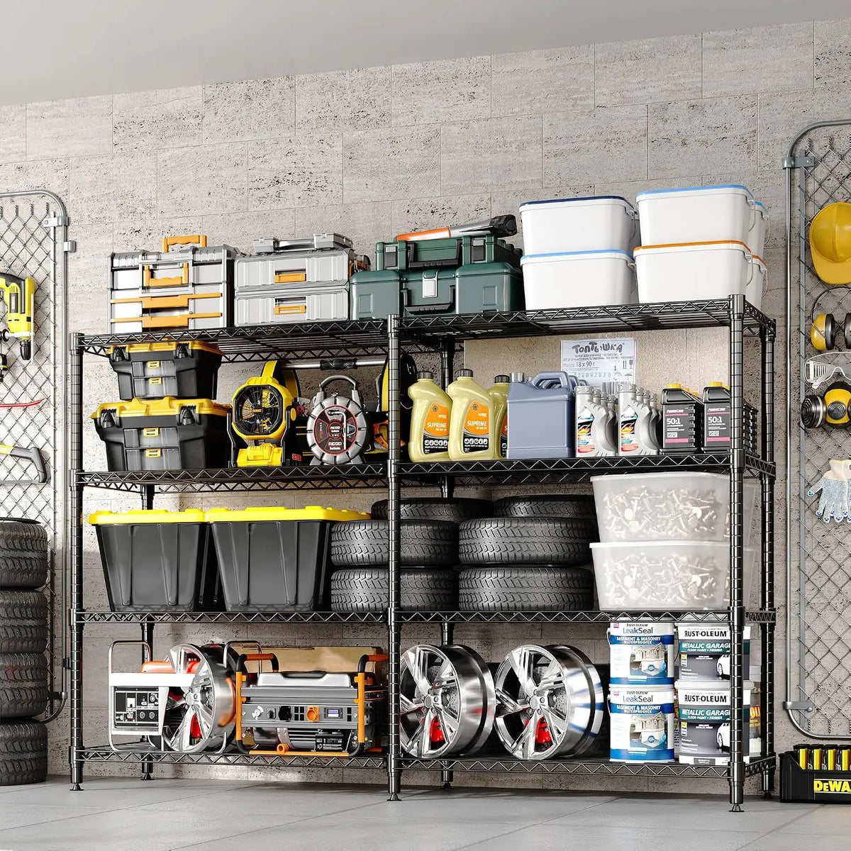 4-Tier Heavy Duty Metal Storage Shelving Unit, 70.8"W X 15.8"D X 59.5"H – Adjustable Wire Shelves, Convertible L-Shaped Rack for Kitchen, Pantry, Garage & Commercial Use