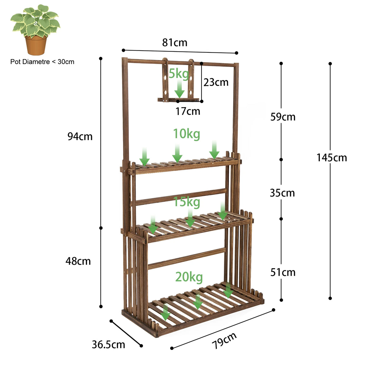 Various Styles Wood/Metal Plant Stand Flower Pots Display Holder Garden Shelf Shelving for Patio Balcony Living Room