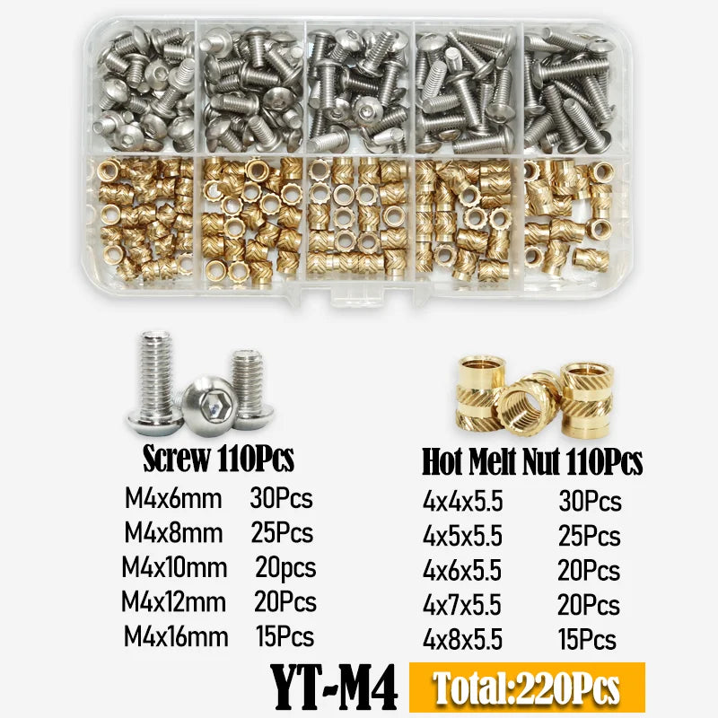 Allen Bolt Threaded Insert Nut Manual Implantation Heat Press Machine Plastic Insertion Brass Nuts and Machine Screws 3D Printer