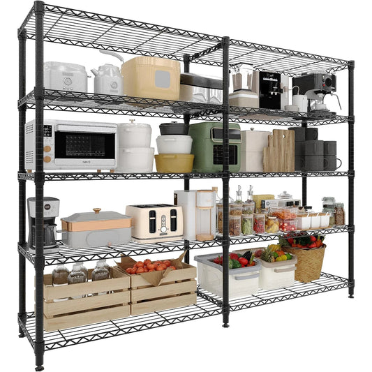 Storage Shelves 5-Tier 1325LBS Load Metal Garage Shelving Adjustable Heavy Duty Shelving Unit for Home Kitchen Office Garage 70.8" Wx15.8 Dx70.5 H