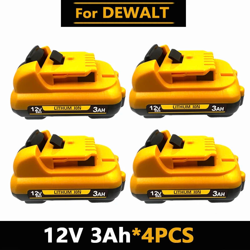 1-4Pack 12V Replacement For DEWALT DCB120 Lithium-ion Batteries 12V 3.0-6.0Ah Battery DCB123 DCB125 DCD710  Power Tools Battery