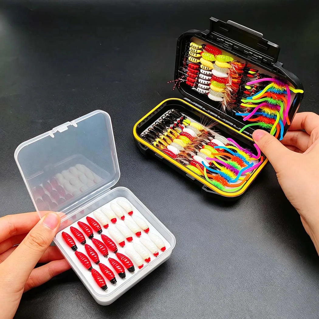 Fly Fishing Flies Total:161Pcs(2 Boxes) Fly Fishing Bait Dry/Wet Fly Nymph Fly Fishing Lure Fly Box for Trout Salmon -Fly Fishing Kit
