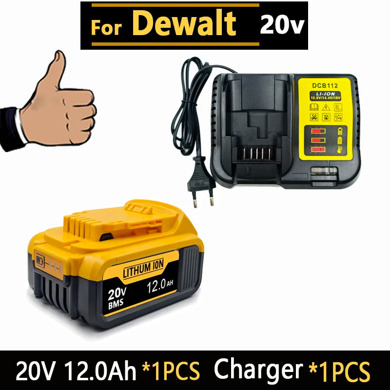 for Dewalt 20V Battery, 3AH 6AH 8AH 12AH Lithium Ion Battery, for Dewalt DCB200 DCB206 DCD805 Power Tool Replacement Battery