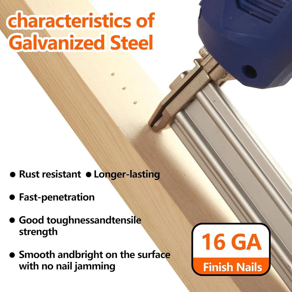 Straight Finish Nails, 16 Gauge, 900/1500/2500-Pack (1-1/2", 1-3/4", 2"), Galvanized, Assorted Size Project Pack