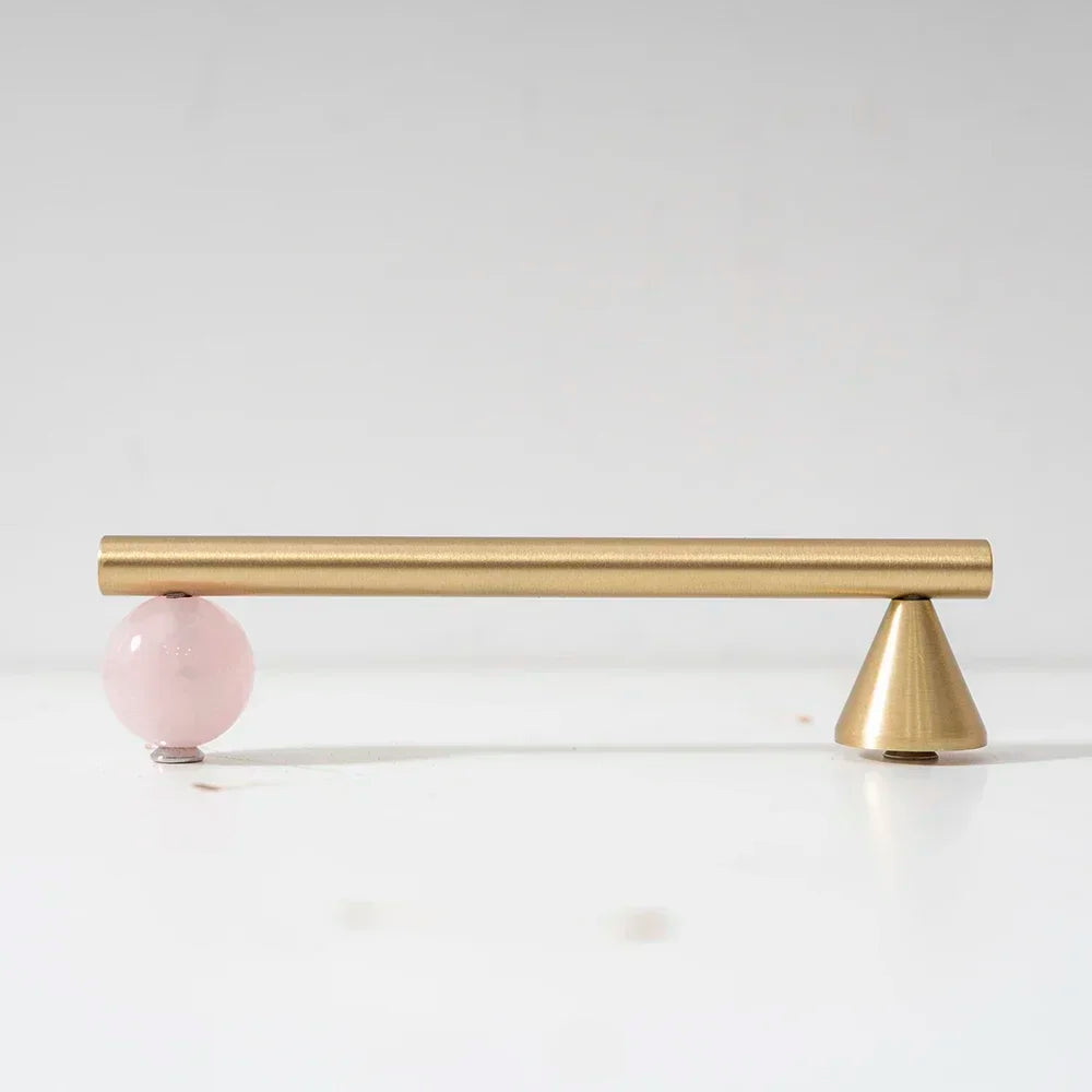 Natural Crystal + Brass Furniture Handles for Kitchen Cupboard Drawer Pulls Home Decor/ Pink Cabinet Hardware Decorative Knob