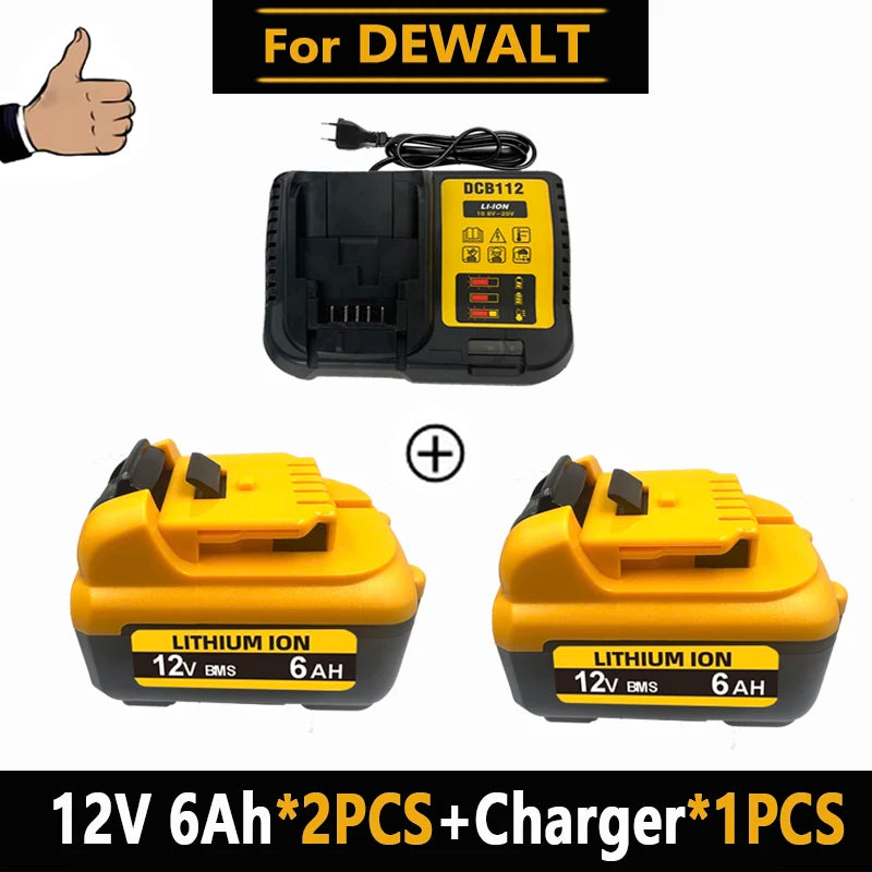1-4Pack 12V Replacement For DEWALT DCB120 Lithium-ion Batteries 12V 3.0-6.0Ah Battery DCB123 DCB125 DCD710  Power Tools Battery