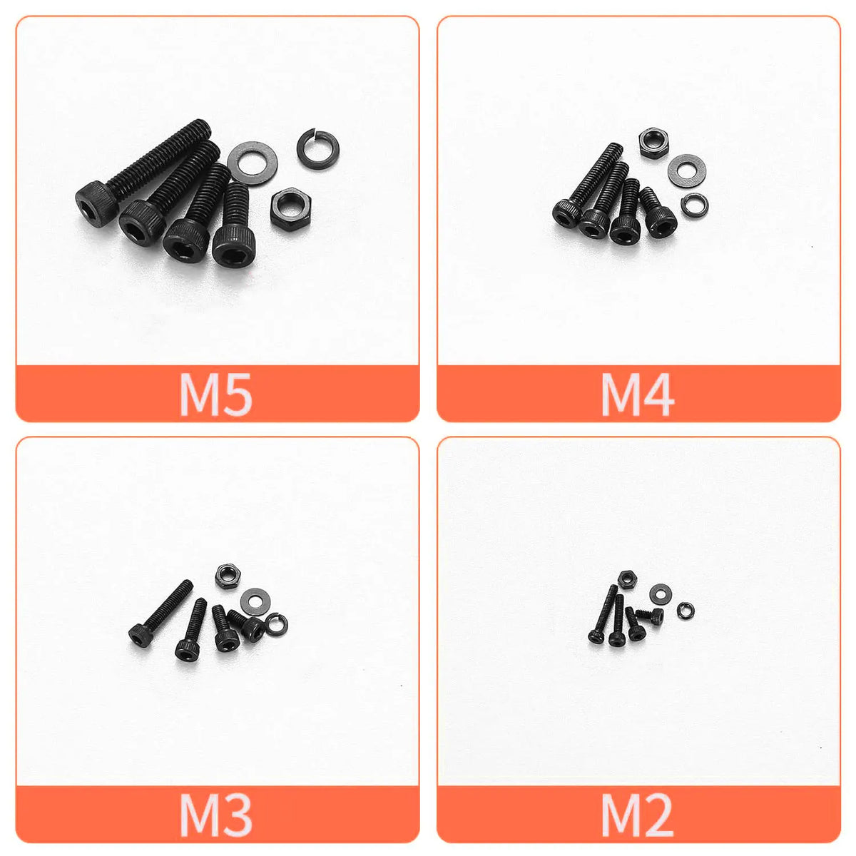 1760PCS Metric Screw Assortment Kit (M2/M3/M4/M5) - Grade 12.9 Alloy Steel Hex Socket Head Cap Bolts & Nuts, Black