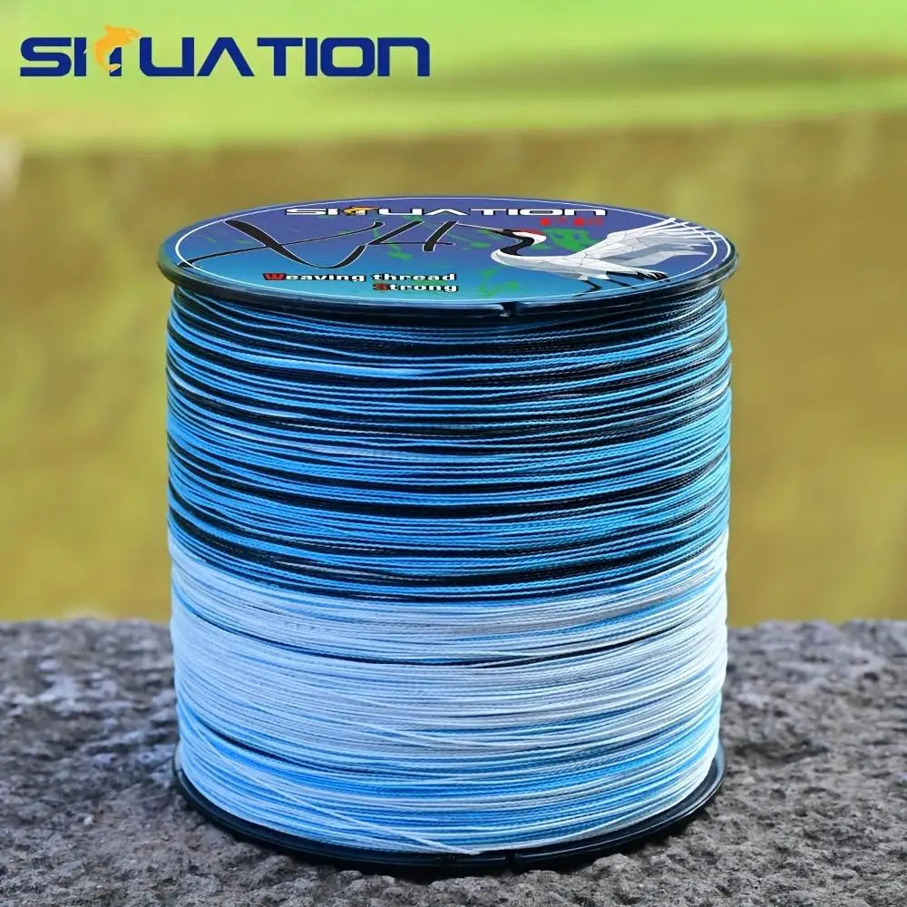 SIIUATIONA 500M-546yds 4X braided PE fishing line, featuring high-visibility color coding, exceptional tensile strength, and durability, ideal for lure fishing and both freshwater and saltwater fishing