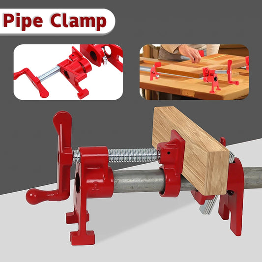 1/2" 3/4" Heavy Duty Pipe Clamp Wood Gluing Pipe Clamp Set Woodworking Board Conntacting Fixture Carpenter Hand Tool