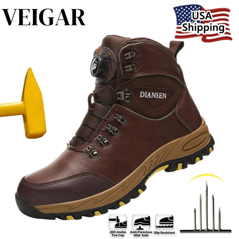 High Top Safety Shoes Men Steel Toe Work Shoes Men Women Work Safety Boots Anti Smash Safety Indestructible Waterproof Boots