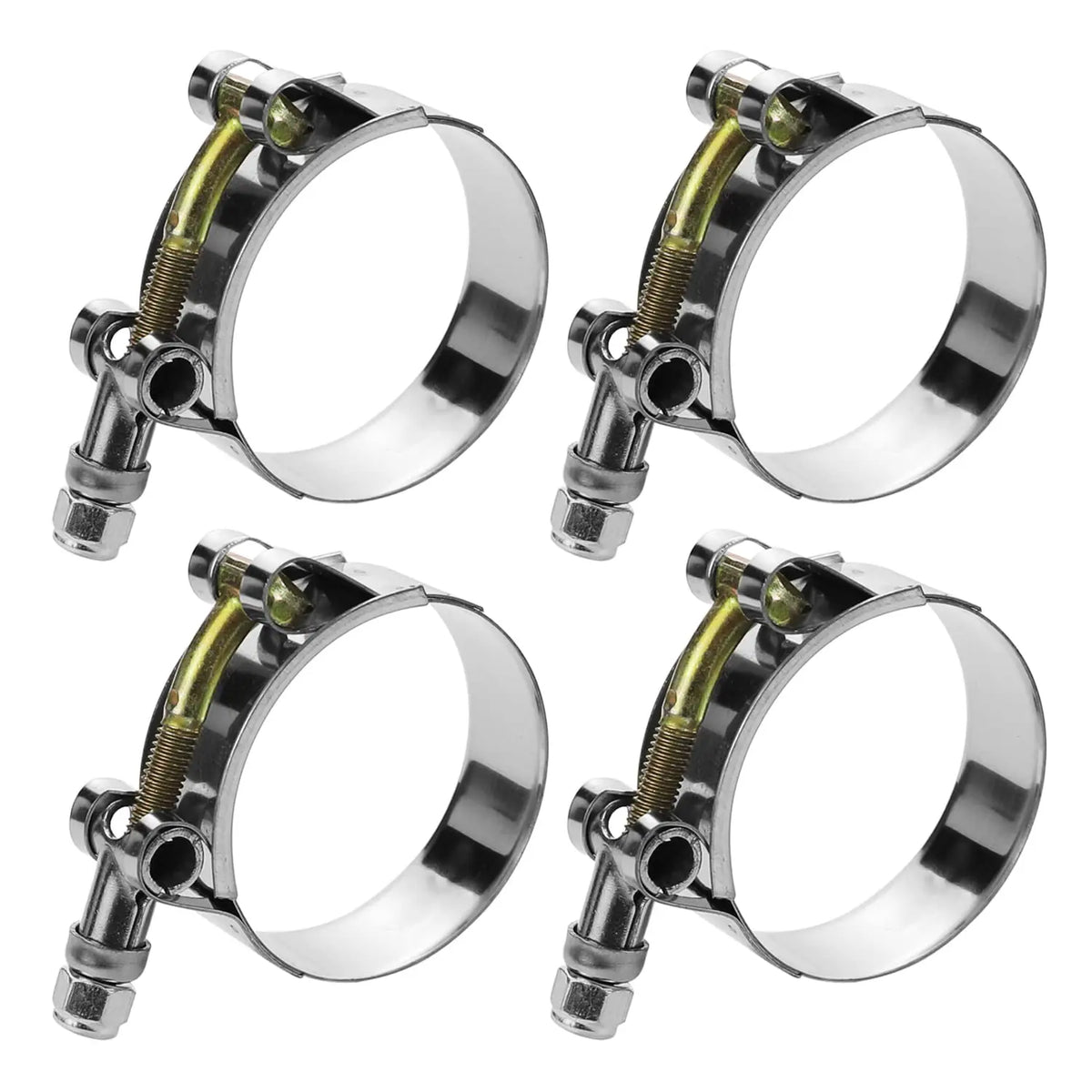 4pcs Exhaust Clamp T Bolt Hose Clamps 1.5"/44-52mm Repair Tool Welding Hardware Stainless Steel 304 Adjustable Metal Pipe Clip
