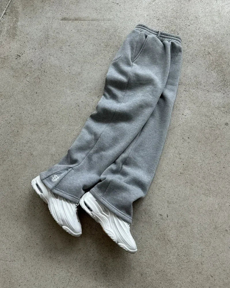Y2k Retro Loose Straight Pants Men Tracksuit Pants Personalized Pant Leg Zipper Embroidery Design Hip Hop Harajuku Casual Pants