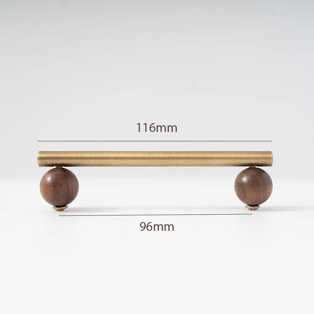 Bronze Brass + Walnut Wood  Cabinet Handle and Knob Drawer Knobs T Bar Bedroom Kitchen Cupboard Hardware / Drawer Handles